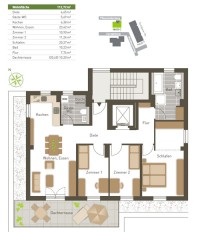 Купить квартиру в Берлине, 4-х комнатная квартира с большой лоджией, терраса на крыше, под крышей 112,75 кв. м.